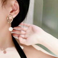 925銀針時韓國東大門簡約個性耳環女鑲鉆珍珠幾何耳墜氣質潮耳飾