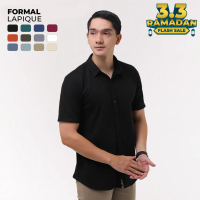 Kemeja Hitam Pria Formal Lengan Pendek Slim Fit Anti Kusut Nyaman dan Lembut - Stylelaki LAPIQUE