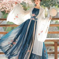 Women Chinese Traditional Hanfu Costume Lady Han Dynasty Dress Embroidery Wei JIN Dynasty Party Show Dance Clothing