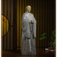 Christmas Handmade bronze sculpture Buddhism eminent monk HONG YI FA SHI statue Buddhist Zen DAO Spiritual worship