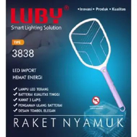Raket Nyamuk Luby tipe L 3838 Baterai Cas LED lampu Rechargeable Mosquito Electric 3838 2500 Volt