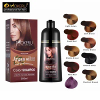 Mokeru Professional Dye Organic Brown Black Hair Color Permanent Hair Coloring Shampoo Long Lasting Argan Oil Hair Dye Shampoo