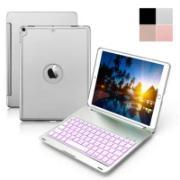 For iPad Pro 10.5 2 in 1 Slim 7 Colors LED Backlit Backlight Clamshell Smart Aluminum Wireless Bluetooth Keyboard Case Cover
