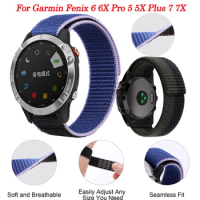 26 22mm Nylon Smartwatch Strap For Garmin Fenix 6 6X Pro 7 7X 5X 5 Plus 3HR/Epix 2 Bracelet Watchband Descent Mk1 Mk2i Wristband