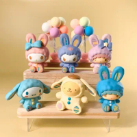 Anime Sanrio Rabbit Series Blind Box Flocking Cinnamoroll Kurumi Trend Toy Mini Figure Children Room Decoration Birthday Gifts