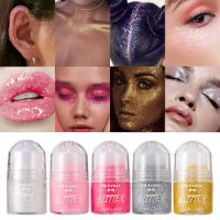 Diamond Highlighter Rolling Ball Glitter Gel Smooth Body Face Brighten Jelly Sparkling Shimmer Sequins Festival Decorate Makeup