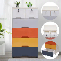 5-Tier Dresser Drawer Multi-Usage W/ Two Locks Bedroom Plastic Clothes Cupboard