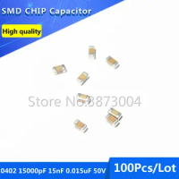 100pcs 0402 15000pF 15nF 0.015uF 50V X7R 10% Thick Film Chip Multilayer Ceramic Capacitor