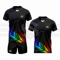 Jersey Voli Baju Volly Setelan Futsal Atasan Olahraga Kaos Bola Pakaian Running Motif Merak Hitam To