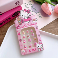 12 pieces of cute printed children's nail stickers, super cute Sanrio nail stickers for girls, dress