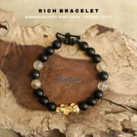 Rizacraft BRACELET Gelang Naga Emas Asli 24k Batu Akik Alam Onyx Citrine Kualitas Terbaik