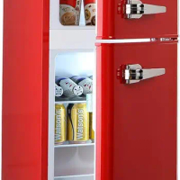 Anukis Mini Fridge with Freezer 3.5 Cu Ft 2 Door Mini Fridge for Apartment, Dorm, Office, Family, Basement, Garage - Retro Red