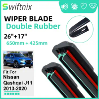 Double Rubber Car Wiper Blades for Nissan Qashqai J11 2013-2020 Front Windscreen Windshield Rubber Accessories 2018 2019 2020