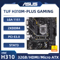 LGA 1151 Motherboard Asus TUF H310M-PLUS GAMING 2×DDR4 32GB Intel H310 PCI-E 3.0 1×M.2 USB3.1 Micro ATX For 8th gen Core cpu