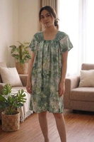 Omah Daster Wanita Rayon Santung Model Kerut Dada Motif Tie Dye Adem LD 120 PB 110 Hijau Kombinasi A