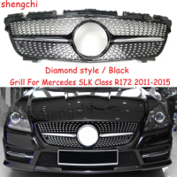 SLK Class R172 Diamond Style Front Bumper Grill for Mercedes SLK200 SLK250 SLK350 Racing Grill Mesh not fit SLK63 Without emblem