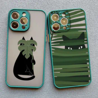 Palm tree Leaves Cute Cat Phone Case for iphone X XR XS 15 11 12 13 14 Pro Max Mini 14 15 Plus 7 8 Plus SE Back Shockproof Cover