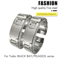 22mm 904L Solid Stainless Steel Watchband for Tudor Black Bay Male Bracelet Wrist Pelagos Series Accessories strap On Rivet tool