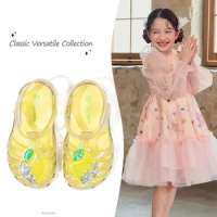 Princess Girls' Sandals Summer 2024 New Children's Ice Cream Watermelon Donut Beach Shoes Baby Baotou Jelly Shoes Jelly Shoes