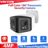 Vikylin 180° Panoramic Security Camera Full Color 4MP Dual Lens 4MM IP Camera For Hikvision Protocol POE CCTV Cam Outdoor 2Pcs