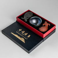 宜興紫砂牛茶寵茶桌擺件茶道茶玩建盞主人杯建陽油滴鐵胎茶具單杯