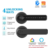 Tuya Biometric Fingerprint Smart Door Lock TTlock Fingerprint Lock Password Electronic Digital Lock Keyless Entry Smart Locks