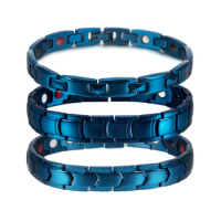 Blue Magnetic Bracelets for Men Women Luxury Stainless Steel Bracelet Male Chain Energy Wristband Magnetic Bracelet Benefits