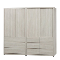 MUNA家居 莫托斯7X7尺鋼刷白色推門衣櫥/衣櫃(另有蘋果木色) 214X57X199cm