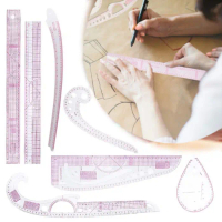 7 Pcs/Set Penggaris Jahit Lengkap Clear Measuring Multi Function Sewing Rulers Menjahit Pakaian Baju