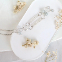 Strap Konektor Rantai Abstract Grey 2in1 by Pagi Strap Masker Hijab Serut Stopper Transparan Tali Ma