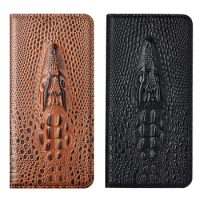 Genuine Leather Flip Phone Case For Xiaomi Mi Poco X3 NFC X4 Pro F1 F2 F3 F4 GT Cover Case Crocodile Style For Poco M3 M4 Pro 5G