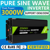 Pure Sine Wave Inverter 3000W High Frequency Power DC 12V 24V 48V TO AC 100V 110V 120V 220V 230V 240V Car Voltage Converter