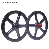 SILVEROCK-Carbon 5 Spoke Wheels Centerloc Disc Brake, 11 Speed for TERN JAVA FNHON, Minivelo Folding Bike 20 ", 1 1/8", 451, 406