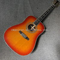 Custom acoustic guitar, 41-inch solid spruce top, ebony fingerboard, real abalone binding and inlay，High quality guitara