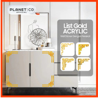 PLANETCO Siku Sudut Akrilik Gold Mirror Hiasan List Akrilik Moulding Ukuran 10cm x 10cm / List Plat 