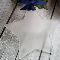 30/50/100PCS Frosted Acrylic Perspex Hanging Star Christmas Holiday Bauble Decoration Ornament Gold Memorial Christmas Gift Tag
