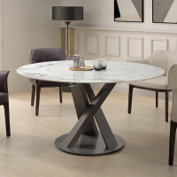 MUNA家居  霍利德4.5尺岩板圓餐桌(926)(內嵌式轉盤)(不含椅)   135X135X77cm