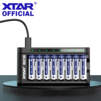 XTAR 8pcs 1.5V AA Battery 3300mWH 2000mAh Rechargeable Li-ion Batteries With BC8 1.5V AA Battery Charger For Remote Control Toys