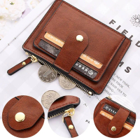 Dompet Kad 9 Slot Unisex Kulit PU Nipis Dompet Syiling Poket ID Kes Kredit Dompet Pendek Slot Pelbag