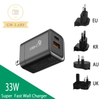 GW LABS PD33W Type-C&amp;USB PD&amp;QC GaN Super Fast Charger For iPhone Sunsamg Huawei Xiaomi Vivo And More