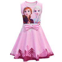 {Sweet Baby} Summer Children's Frozen 2  Anna Dress Sweet Girls Cartoon Print Sleeveless Vest Dress For  Kids Casual Holiday Dress For 3 4 5 6 7 8 yrs㏇0229
