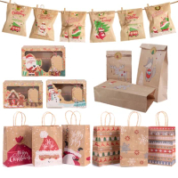 Christmas Bags Candy Boxes Christmas Tree Gift Bags Xmas Candy Bag Paper Packing Box 2022 New Year Favors Navidad Home Decor