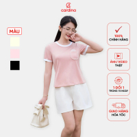 Áo phông nữ CARDINA chất liệu cotton cổ tròn phối túi ngực 5ATC13