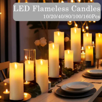 10-160Pcs Flickering Wedding Decor Candles Birthday Flameless Candle Concert LED Candles Battery Operated Electronic Candles