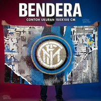 Bendera Inter Milan Klub Sepak Bola Italia Serie A Nerazzurri Flag Dekorasi Kamar Merchandise Gambar