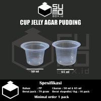 Cup jelly agar puding pudding royal isi 50pcs / gelas plastik ice cream puding 50ml + 65ml