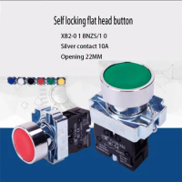 Flat head button switch YJ139-XB2-10/01BNZS self-locking button red green normally open and normally closed 22mm
