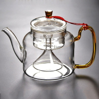 家用耐熱玻璃蒸茶壺黑茶煮茶器蒸煮兩用茶壺電陶爐燒水壺養生壺