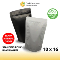 ISI 100 Standing Pouch 10 x 16 Metalized Polos Tanpa Window Ziplock – Kemasan Premium 90–95 Micron