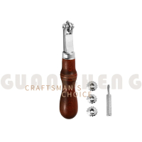 Leather Punch Wheel DIY Leather Craft Tool Wooden Handle Scribing Wheel Scribing Wheel Dot Distance 